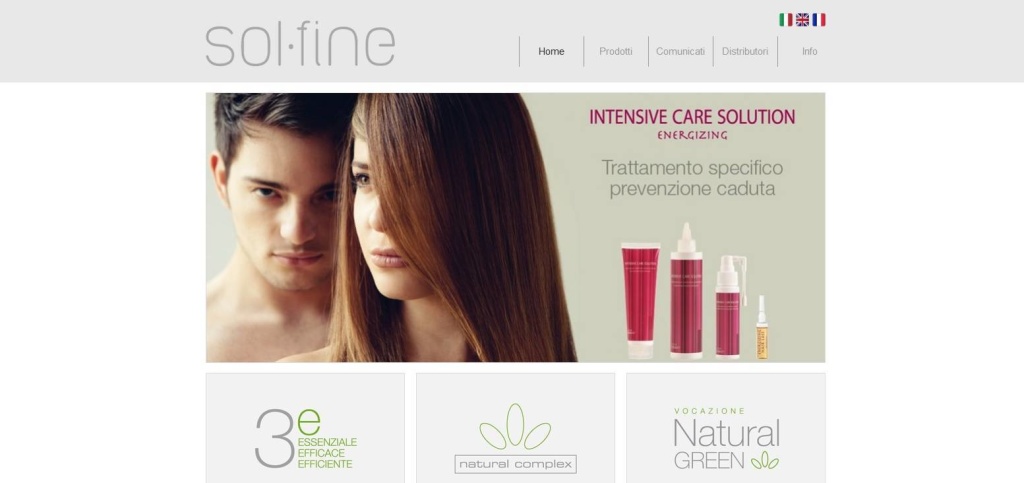 Solfine homepage sito web prodotti per capelli LQ