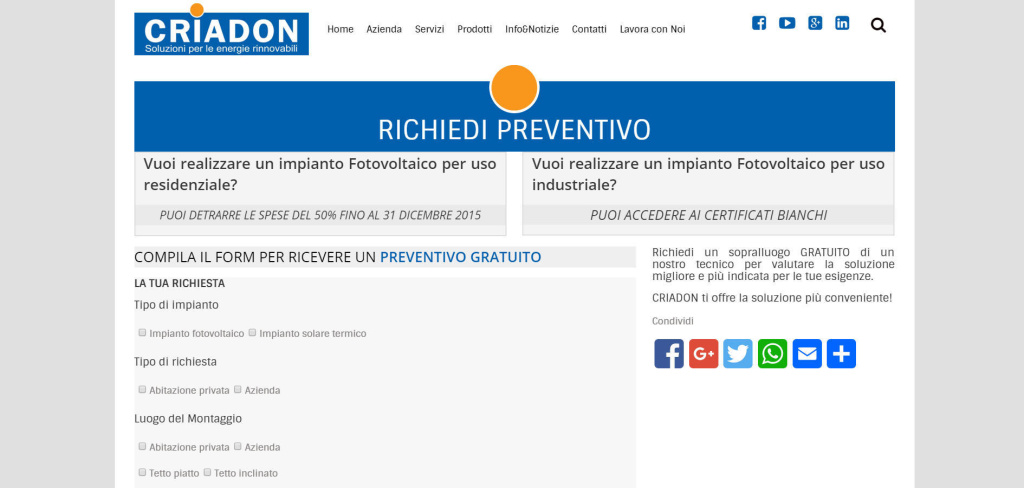 Criadon richieste preventivi online gratuite realizzazione social LQ